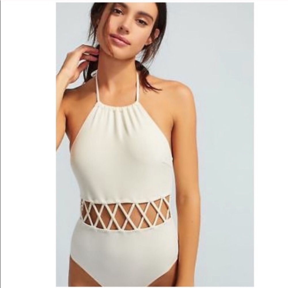 Anthropologie solid Barbara one piece swimsuit